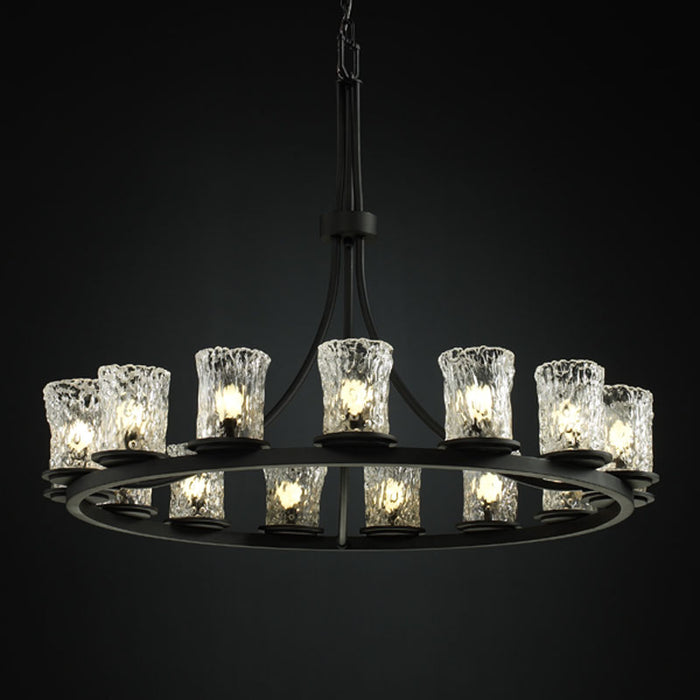 Justice Designs GLA-8715-16-CLRT-MBLK 15 Light Chandelier, Matte Black