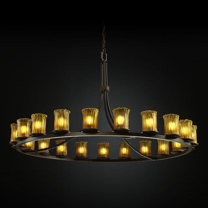 Justice Designs GLA-8716-16-AMBR-DBRZ 21 Light Chandelier, Dark Bronze