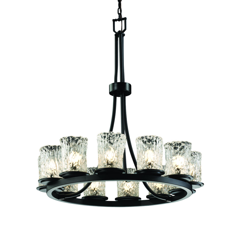 Justice Designs GLA-8763-16-CLRT-MBLK 12 Light Chandelier, Matte Black