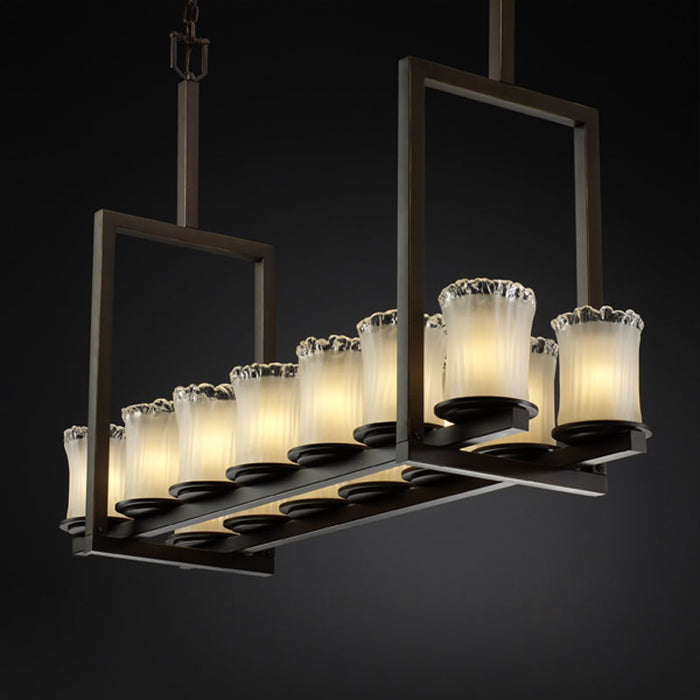 Justice Designs GLA-8764-16-WTFR-DBRZ 14 Light Chandelier, Dark Bronze