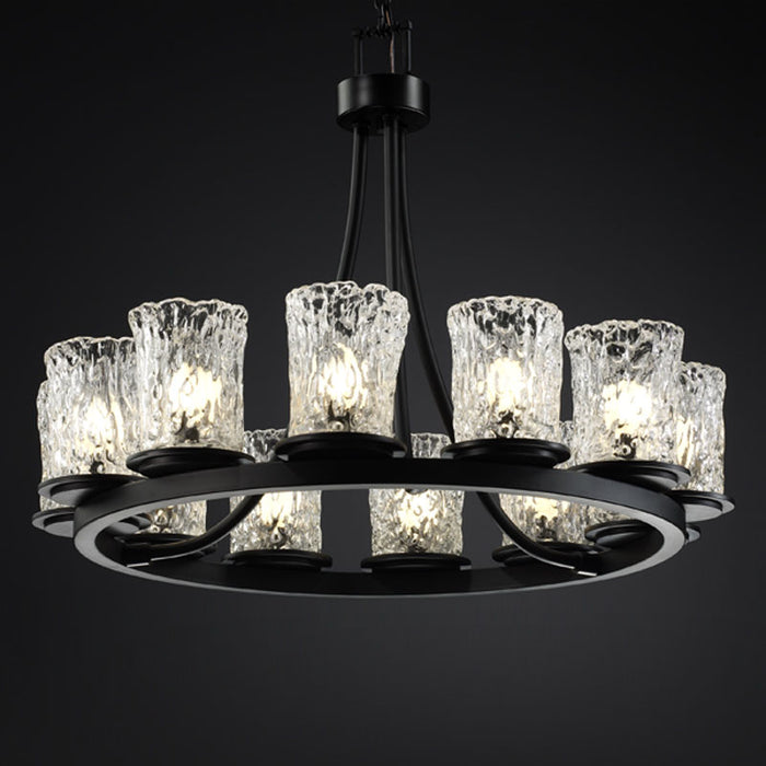 Justice Designs GLA-8768-16-CLRT-MBLK 12 Light Chandelier, Matte Black