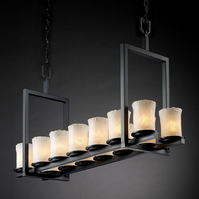 Justice Designs GLA-8769-16-WHTW-MBLK 14 Light Chandelier, Matte Black