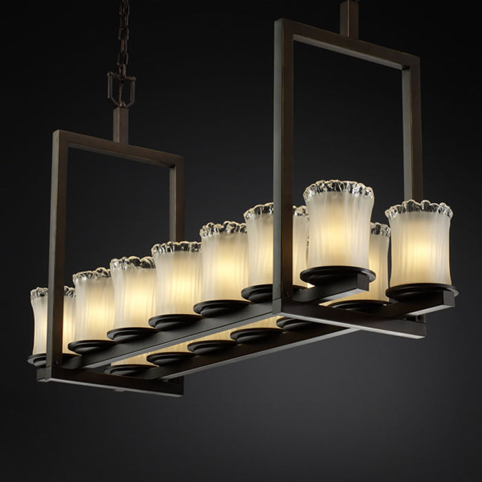 Justice Designs GLA-8769-16-WTFR-DBRZ 14 Light Chandelier, Dark Bronze