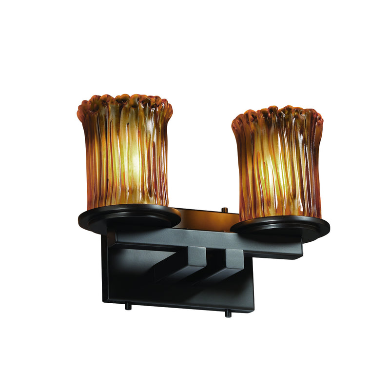 Justice Designs GLA-8772-16-AMBR-MBLK Two Light Bath Bar, Matte Black