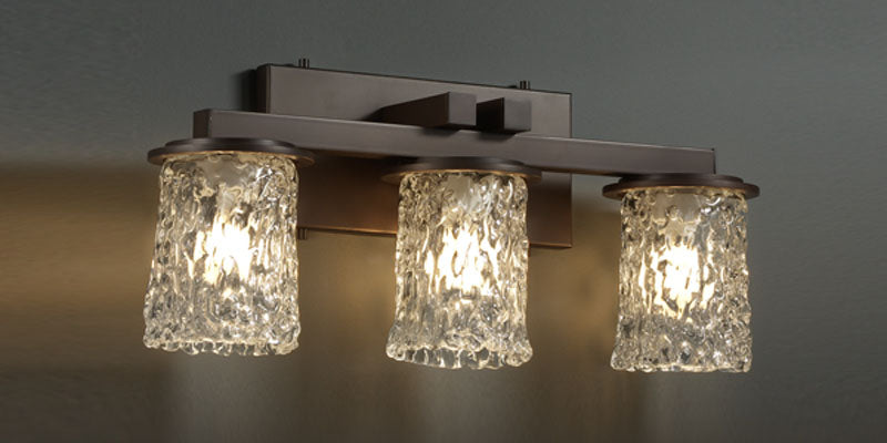 Justice Designs GLA-8773-16-CLRT-DBRZ Three Light Bath Bar, Dark Bronze
