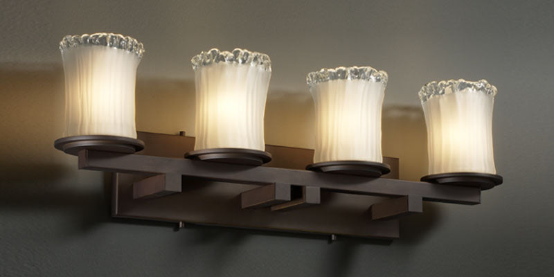 Justice Designs GLA-8774-16-WTFR-DBRZ Four Light Bath Bar, Dark Bronze
