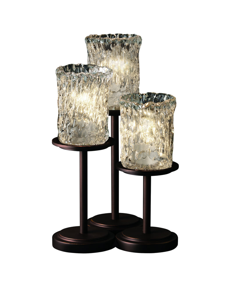 Justice Designs GLA-8797-16-CLRT-DBRZ Three Light Table Lamp, Dark Bronze