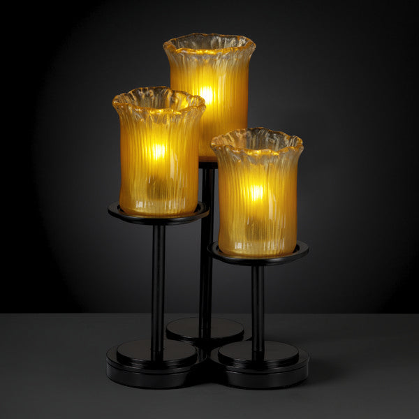 Justice Designs GLA-8797-16-GLDC-MBLK Three Light Table Lamp, Matte Black