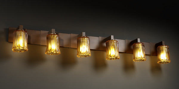 Justice Designs GLA-8926-16-AMBR-DBRZ Six Light Bath Bar, Dark Bronze