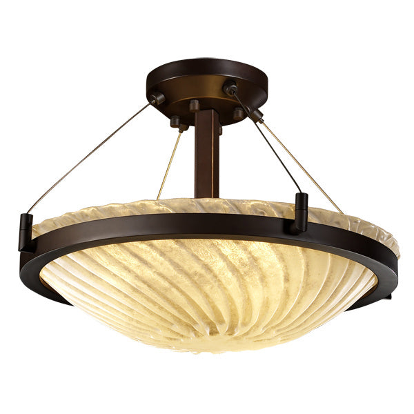Justice Designs GLA-9681-35-WHTW-DBRZ Three Light Semi-Flush Mount, Dark Bronze