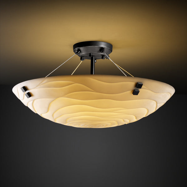 Justice Designs PNA-9651-35-WAVE-MBLK-F2 Three Light Semi-Flush Mount, Matte Black