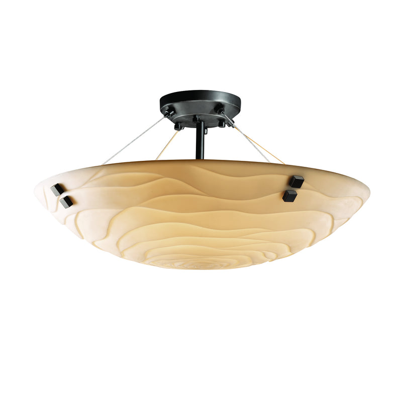 Justice Designs PNA-9652-35-WAVE-MBLK-F2 Six Light Semi-Flush Mount, Matte Black