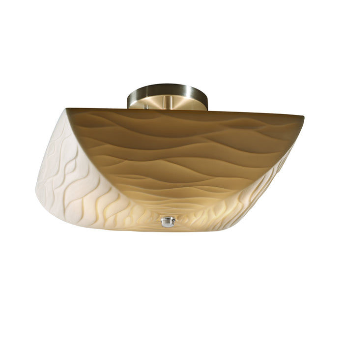 Justice Designs PNA-9695-25-WAVE-NCKL Two Light Semi-Flush Mount, Brushed Nickel