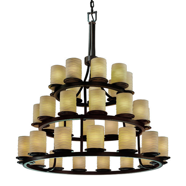 Justice Designs POR-8712-10-WAVE-DBRZ 36 Light Chandelier, Dark Bronze