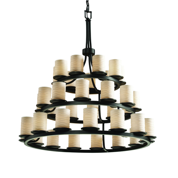 Justice Designs POR-8712-10-WAVE-MBLK 36 Light Chandelier, Matte Black