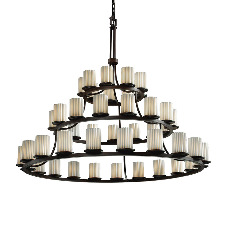 Justice Designs POR-8714-10-PLET-DBRZ 45 Light Chandelier, Dark Bronze