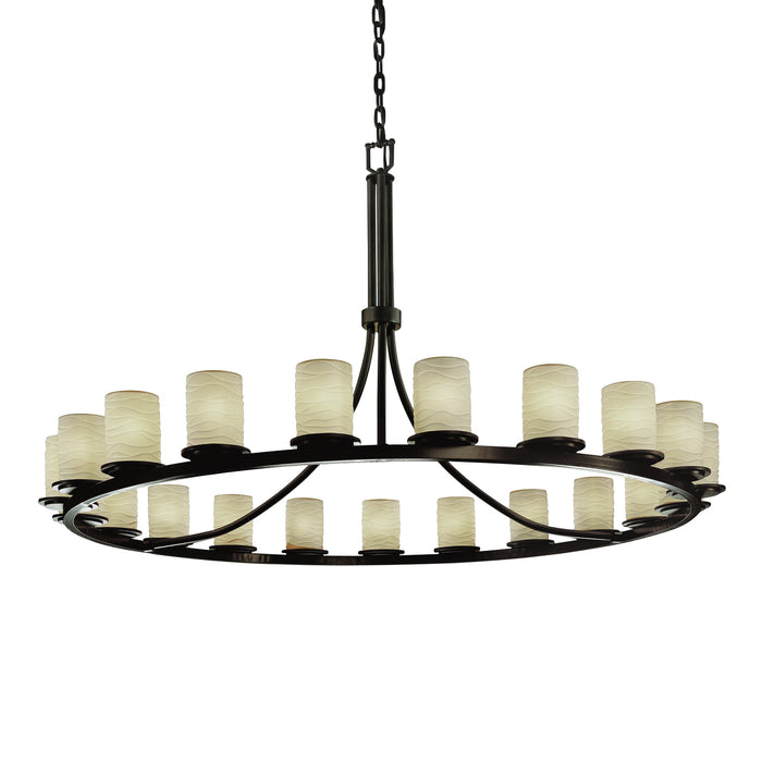 Justice Designs POR-8716-10-WAVE-DBRZ 21 Light Chandelier, Dark Bronze