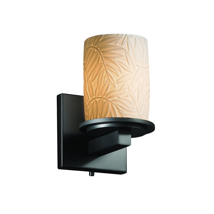 Justice Designs POR-8771-10-BMBO-MBLK One Light Wall Sconce, Matte Black