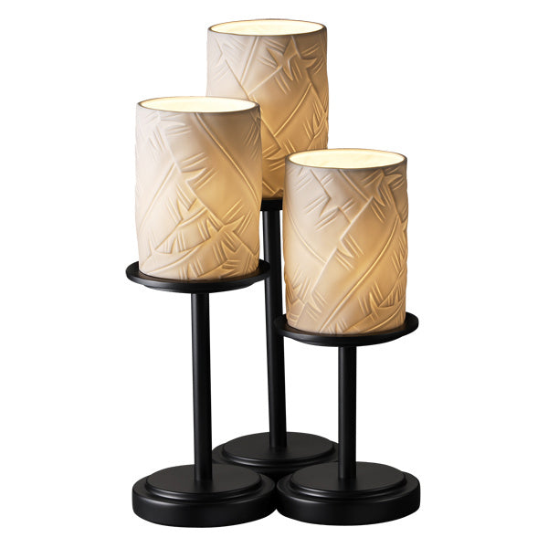 Justice Designs POR-8797-10-BANL-MBLK Three Light Table Lamp, Matte Black