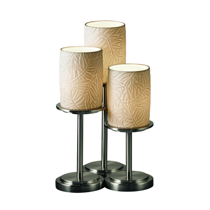 Justice Designs POR-8797-10-BMBO-NCKL Three Light Table Lamp, Brushed Nickel