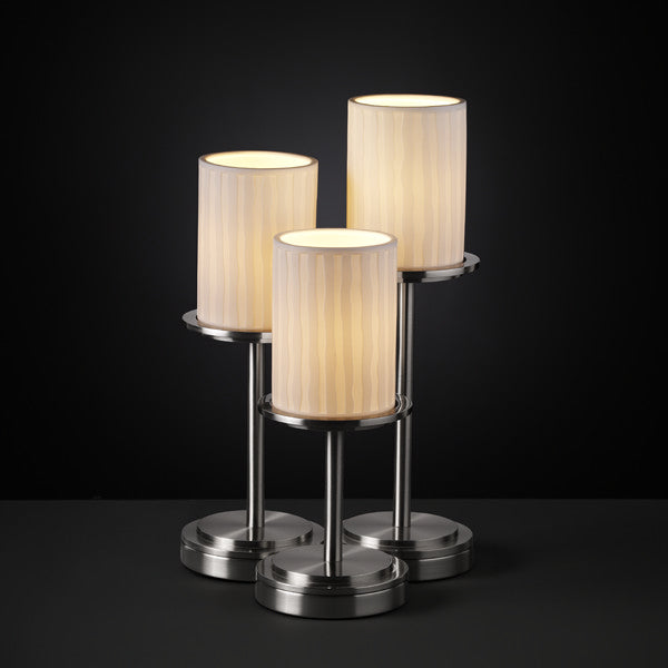 Justice Designs POR-8797-10-WFAL-NCKL Three Light Table Lamp, Brushed Nickel