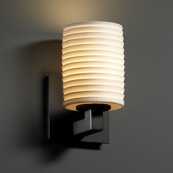 Justice Designs POR-8921-10-SAWT-MBLK One Light Wall Sconce, Matte Black