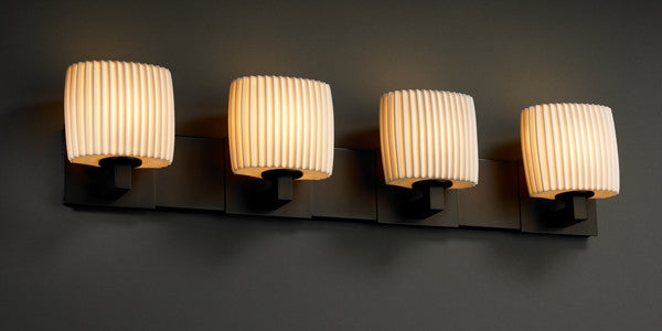 Justice Designs POR-8924-30-PLET-DBRZ Four Light Bath Bar, Dark Bronze