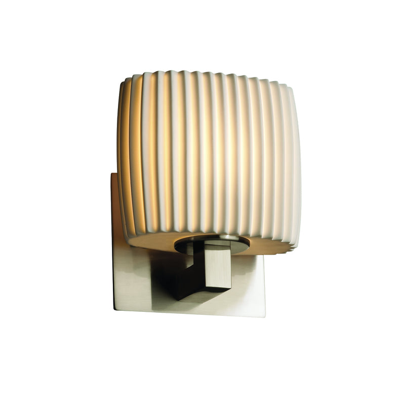 Justice Designs POR-8931-30-PLET-NCKL One Light Wall Sconce, Brushed Nickel