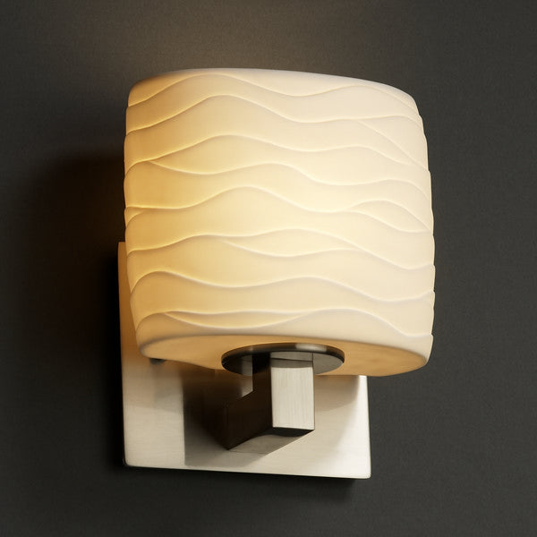 Justice Designs POR-8931-30-WAVE-NCKL One Light Wall Sconce, Brushed Nickel
