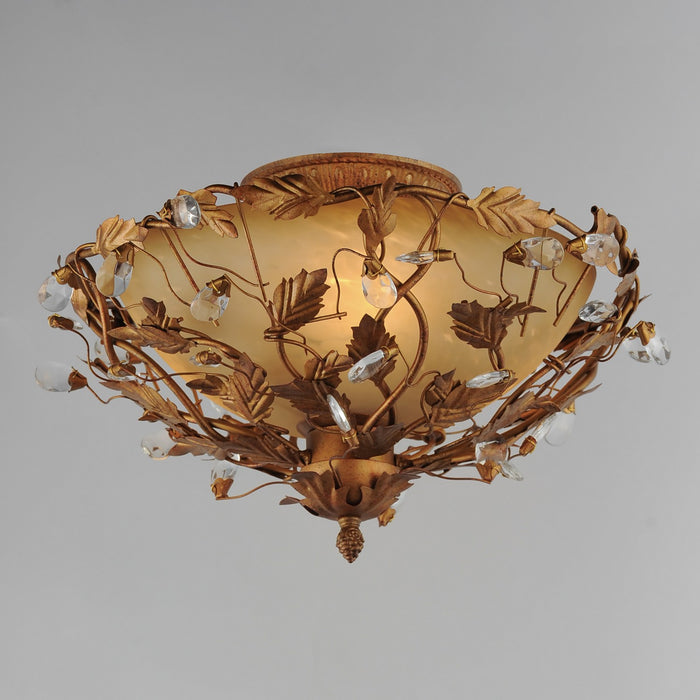 Maxim 2859EG Three Light Semi-Flush Mount, Etruscan Gold