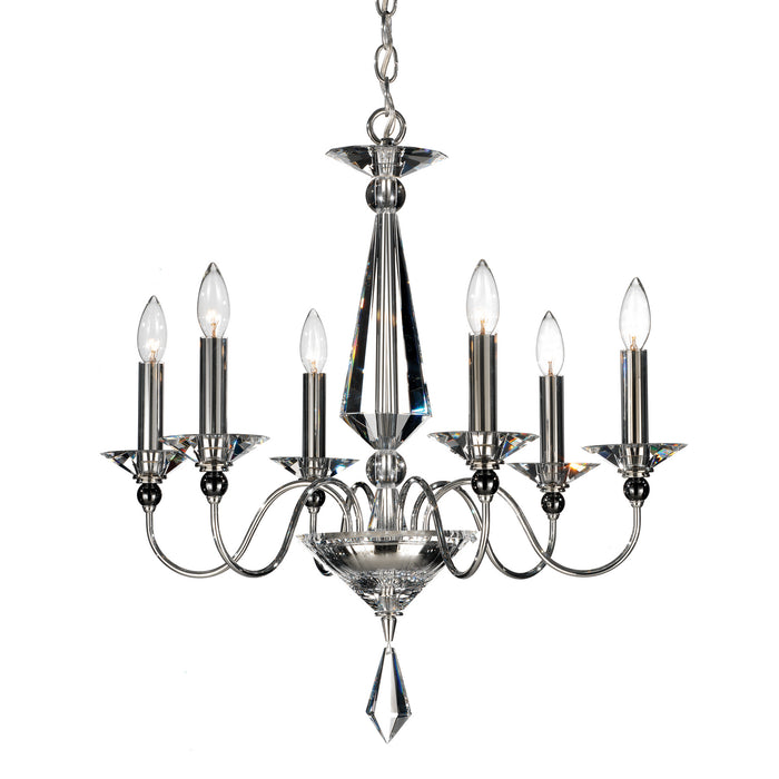 Schonbek 9676-40CL Six Light Chandelier, Polished Silver