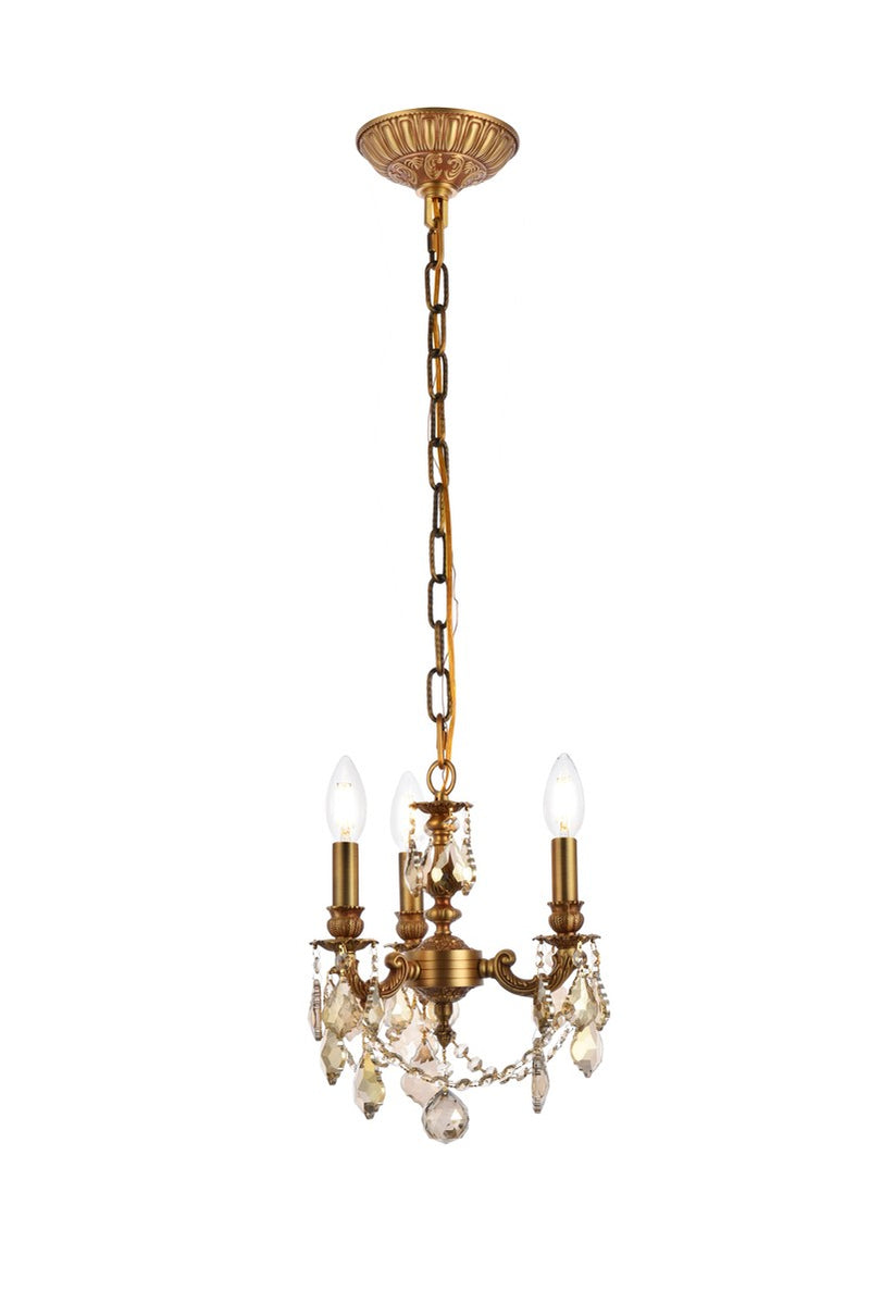 Elegant Lighting 9103D10FG-GT/RC Three Light Pendant, French Gold