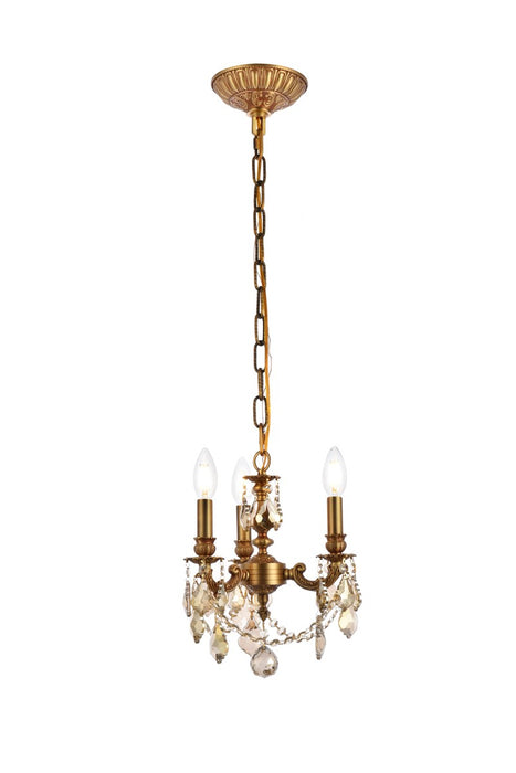 Elegant Lighting 9103D10FG-GT/RC Three Light Pendant, French Gold
