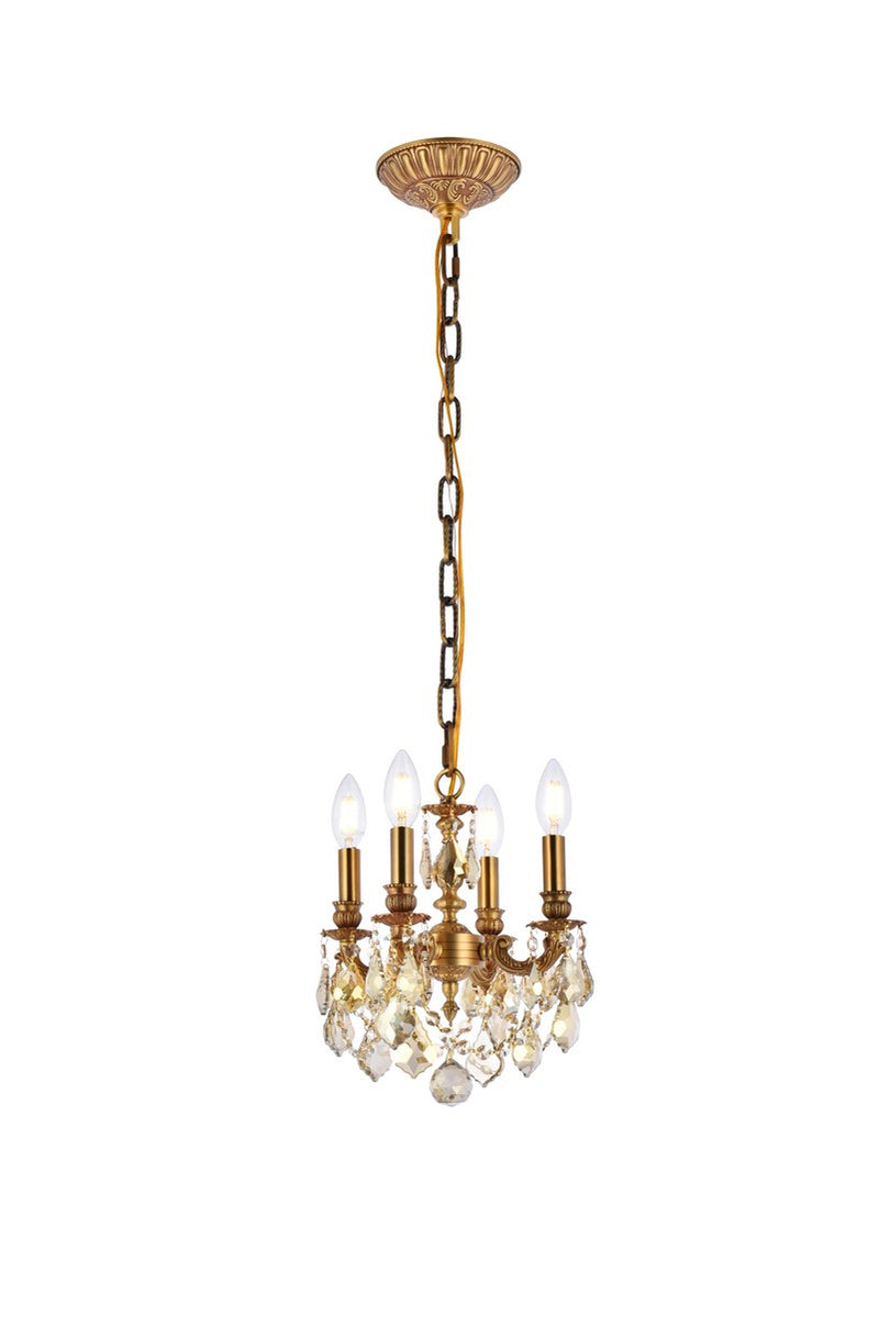 Elegant Lighting 9104D10FG-GT/RC Four Light Pendant, French Gold