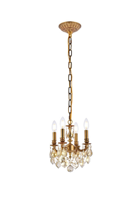 Elegant Lighting 9104D10FG-GT/RC Four Light Pendant, French Gold