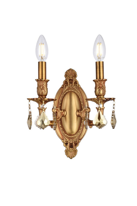 Elegant Lighting 9202W9FG-GT/RC Two Light Wall Sconce, French Gold