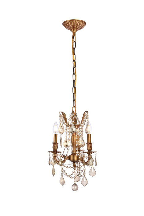 Elegant Lighting 9203D13FG-GT/RC Three Light Pendant, French Gold