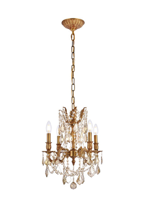 Elegant Lighting 9204D17FG-GT/RC Four Light Pendant, French Gold