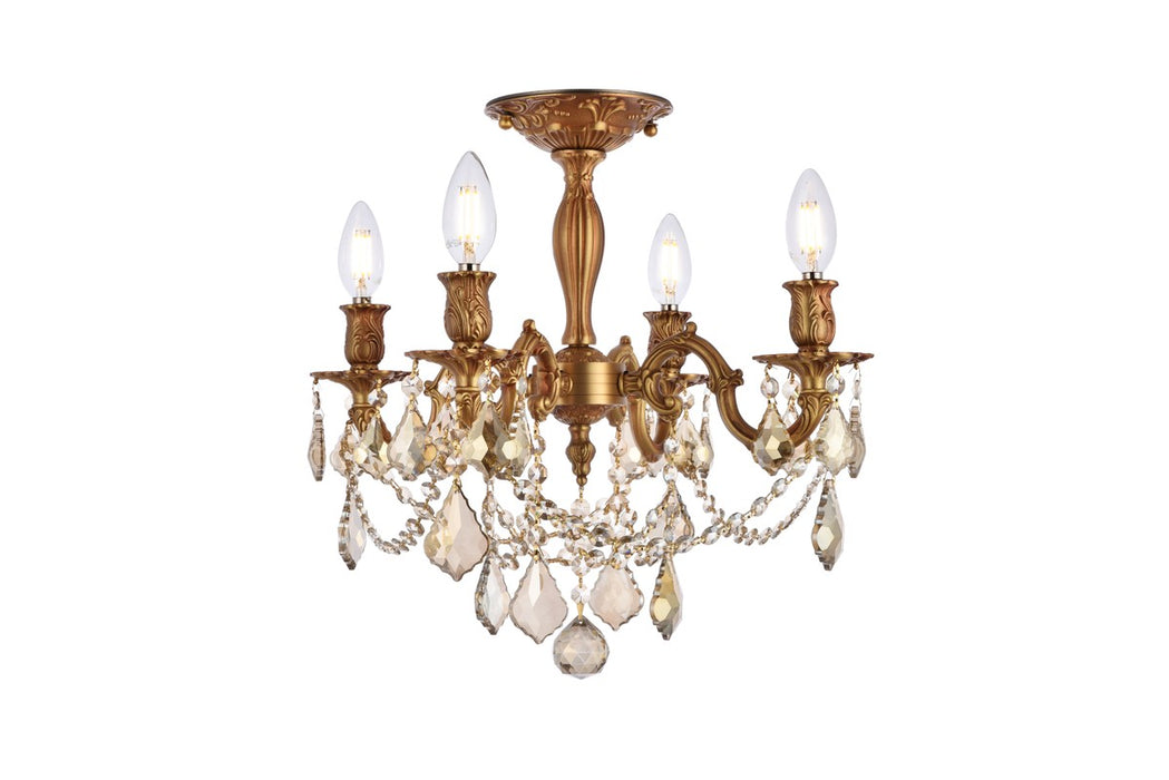 Elegant Lighting 9204F17FG-GT/RC Four Light Flush Mount, French Gold