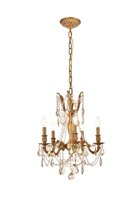 Elegant Lighting 9205D18FG-GT/RC Five Light Pendant, French Gold