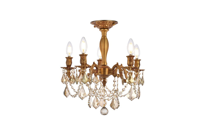 Elegant Lighting 9205F18FG-GT/RC Five Light Flush Mount, French Gold