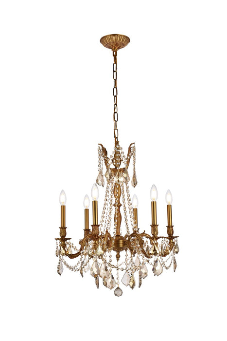 Elegant Lighting 9206D23FG-GT/RC Six Light Chandelier, French Gold