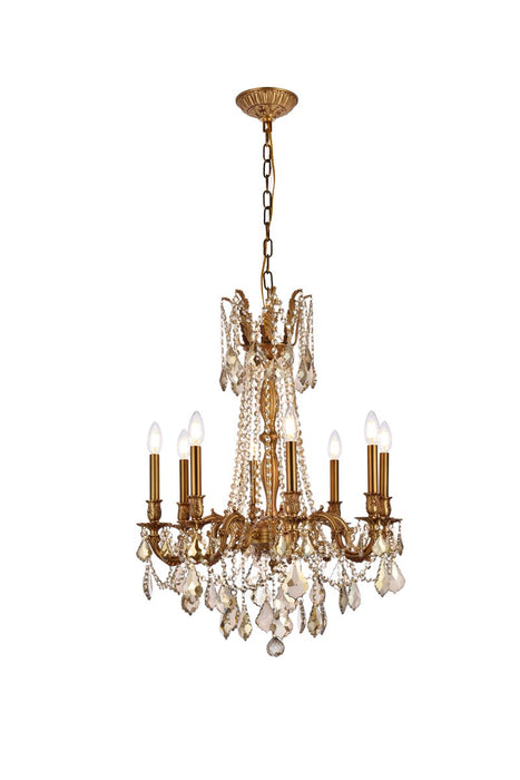 Elegant Lighting 9208D24FG-GT/RC Eight Light Chandelier, French Gold