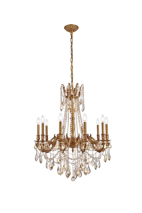 Elegant Lighting 9210D28FG-GT/RC Ten Light Chandelier, French Gold