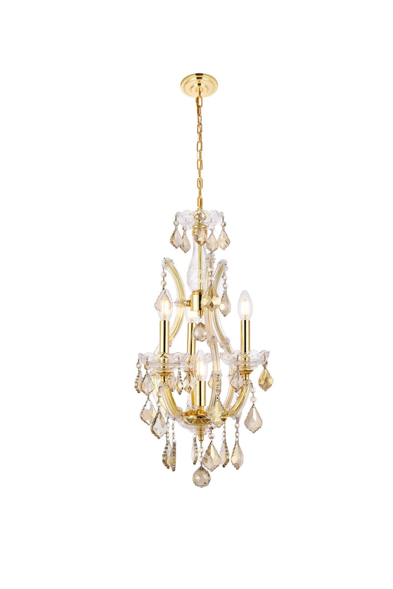 Elegant Lighting 2800D12G-GT/RC Four Light Pendant, Gold