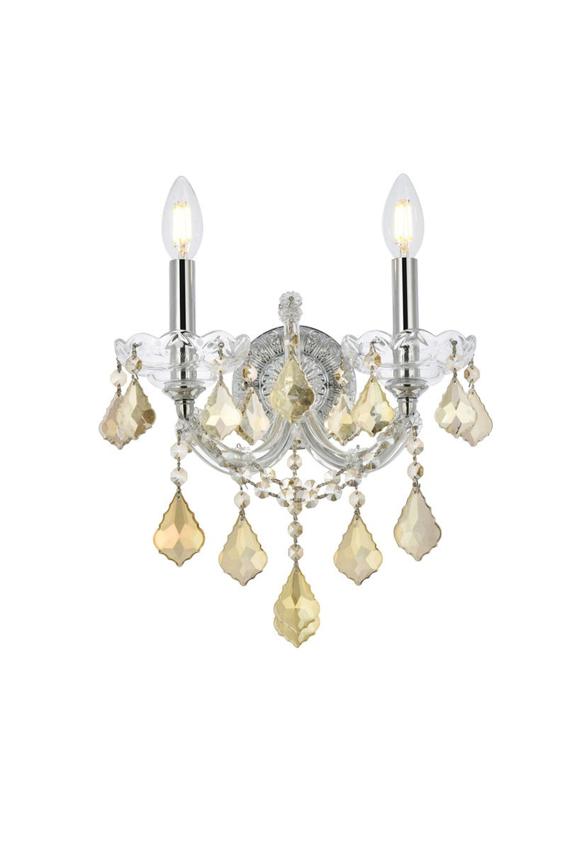 Elegant Lighting 2800W2C-GT/RC Two Light Wall Sconce, Chrome