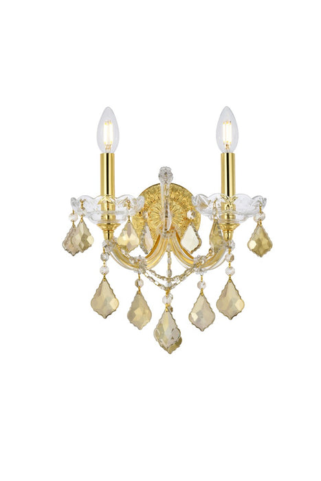Elegant Lighting 2800W2G-GT/RC Two Light Wall Sconce, Gold