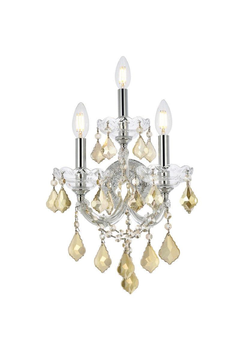 Elegant Lighting 2800W3C-GT/RC Three Light Wall Sconce, Chrome