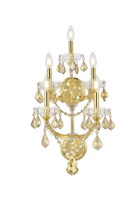 Elegant Lighting 2800W5G-GT/RC Five Light Wall Sconce, Gold