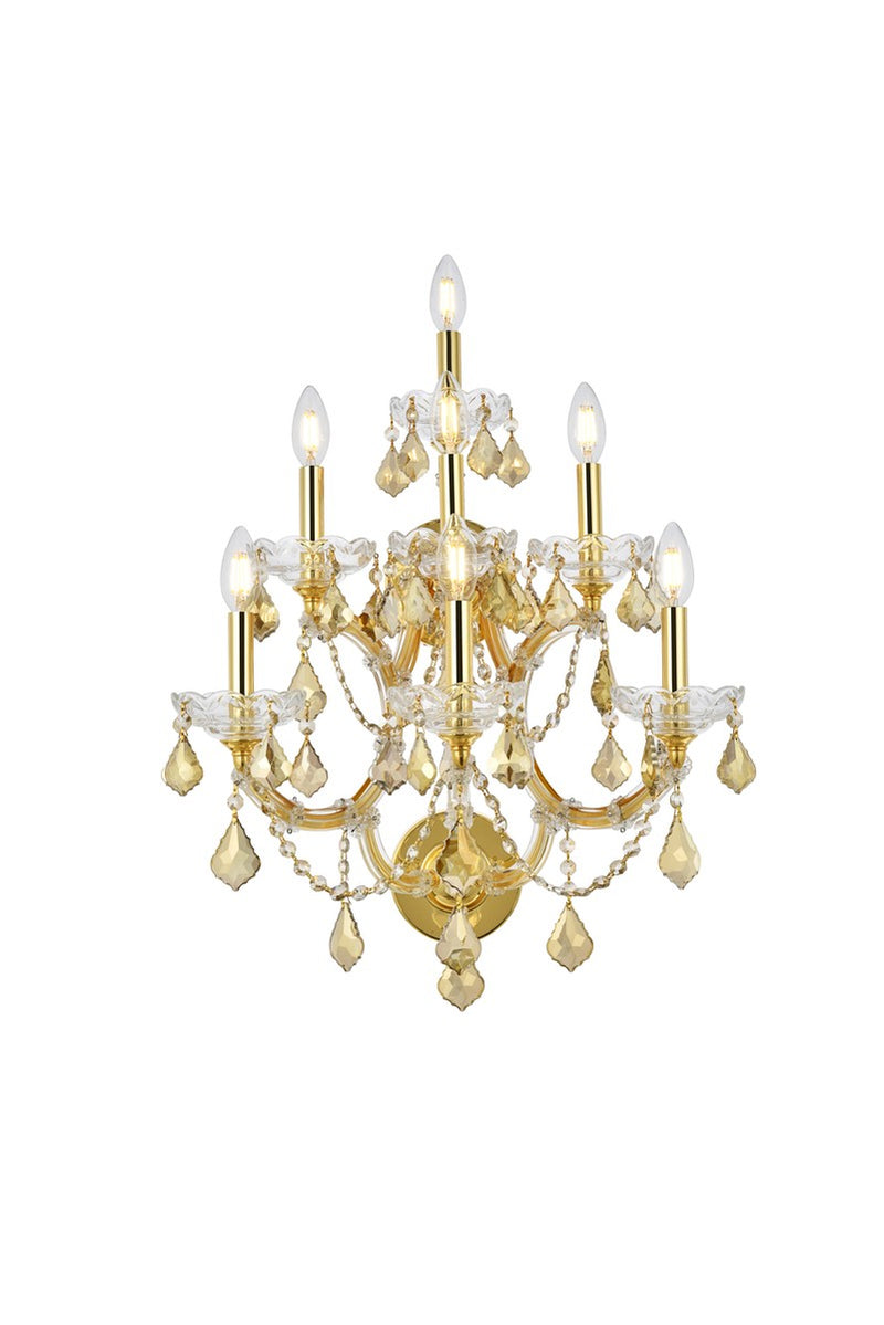 Elegant Lighting 2800W7G-GT/RC Seven Light Wall Sconce, Gold